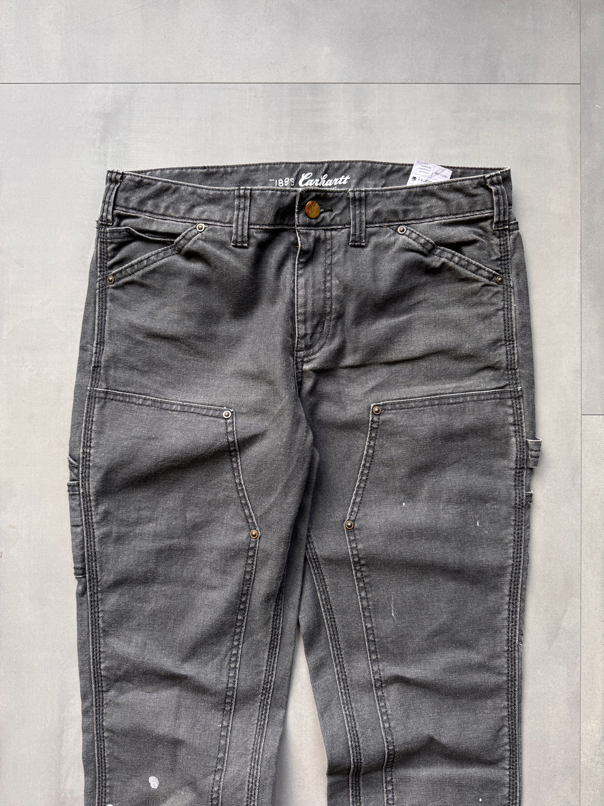 VINTAGE CARHARTT DOUBLE KNEE GREY CARPENTER PANTS - 30
