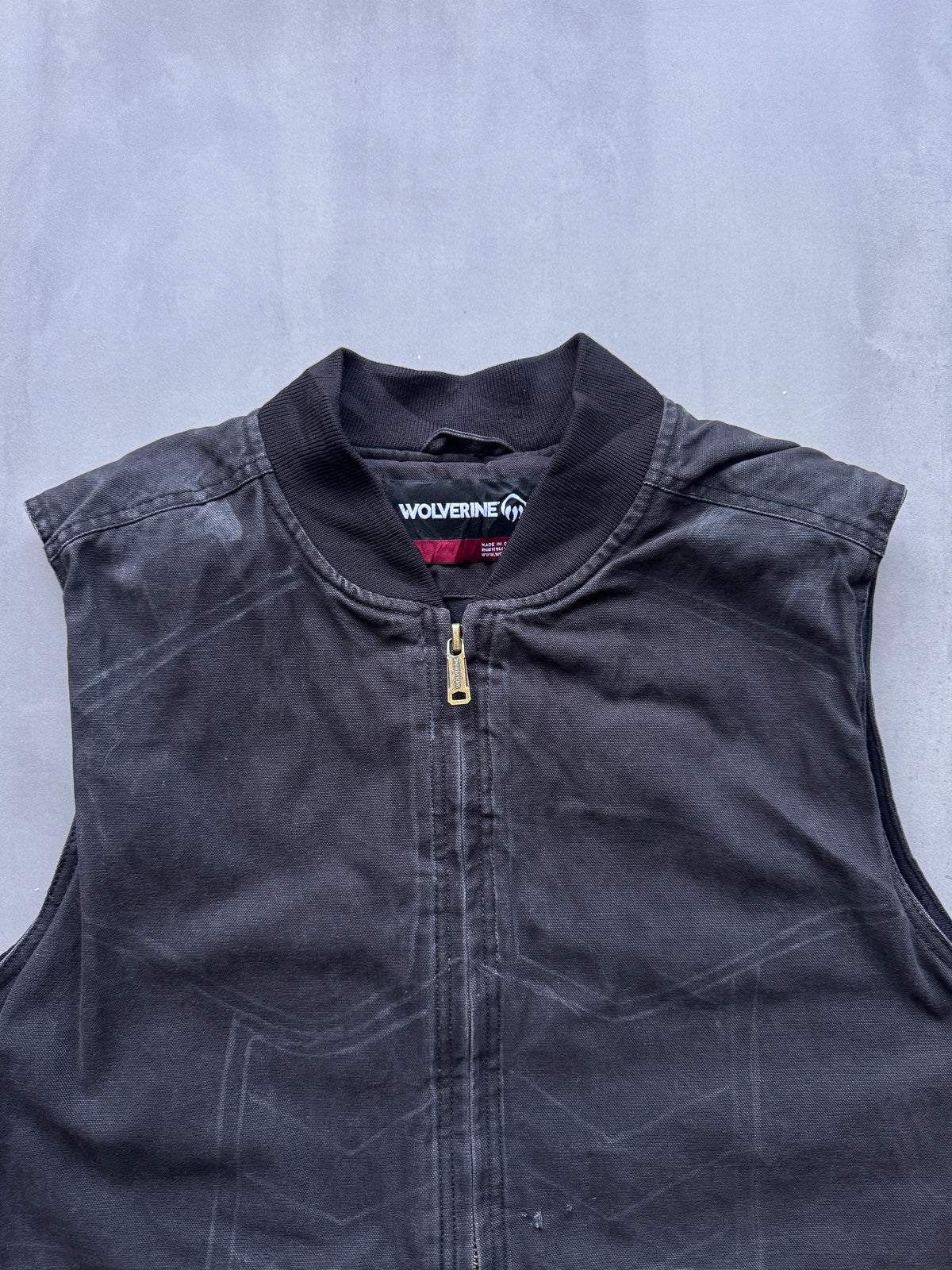 VINTAGE WOLVERINE FADED BLACK WORKWEAR GILET - XL