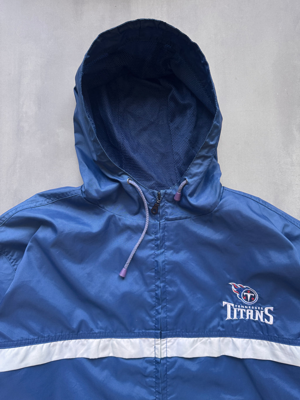 VINTAGE NFL TENNESSEE TITANS NAVY WINDBREAKER JACKET - XL