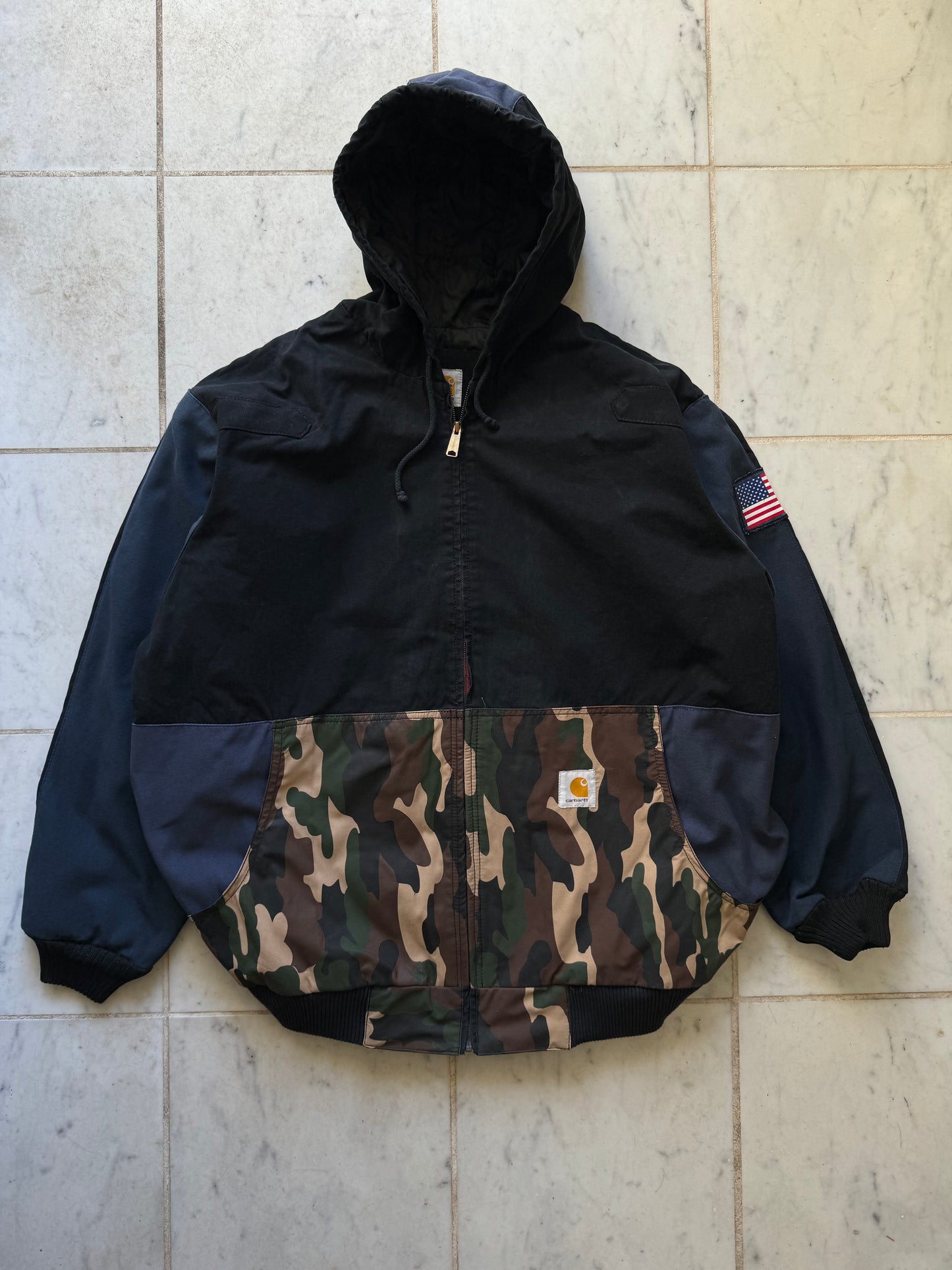 CARHARTT REWORKED CAMO PATTERN ACTIVE JACKET - XXLARGE