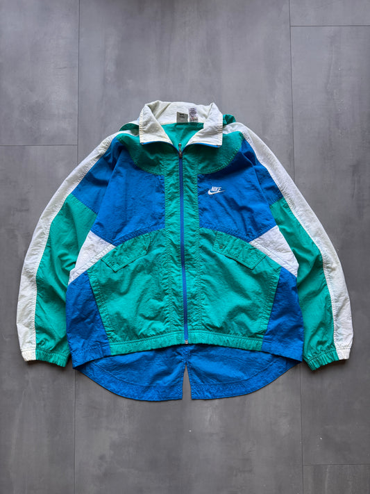 VINTAGE NIKE BLUE MULTICOLOR WINDBREAKER - L