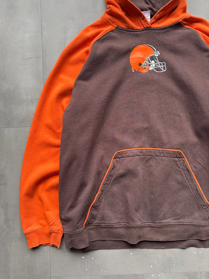 VINTAGE NFL CLEVELAND BROWNS ORANGE/BROWN HOODIE - XL