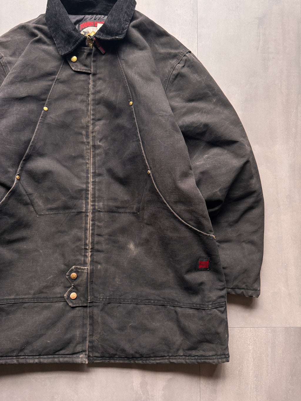 VINTAGE TOUGH DUCK BLACK WORKWEAR JACKET - XL