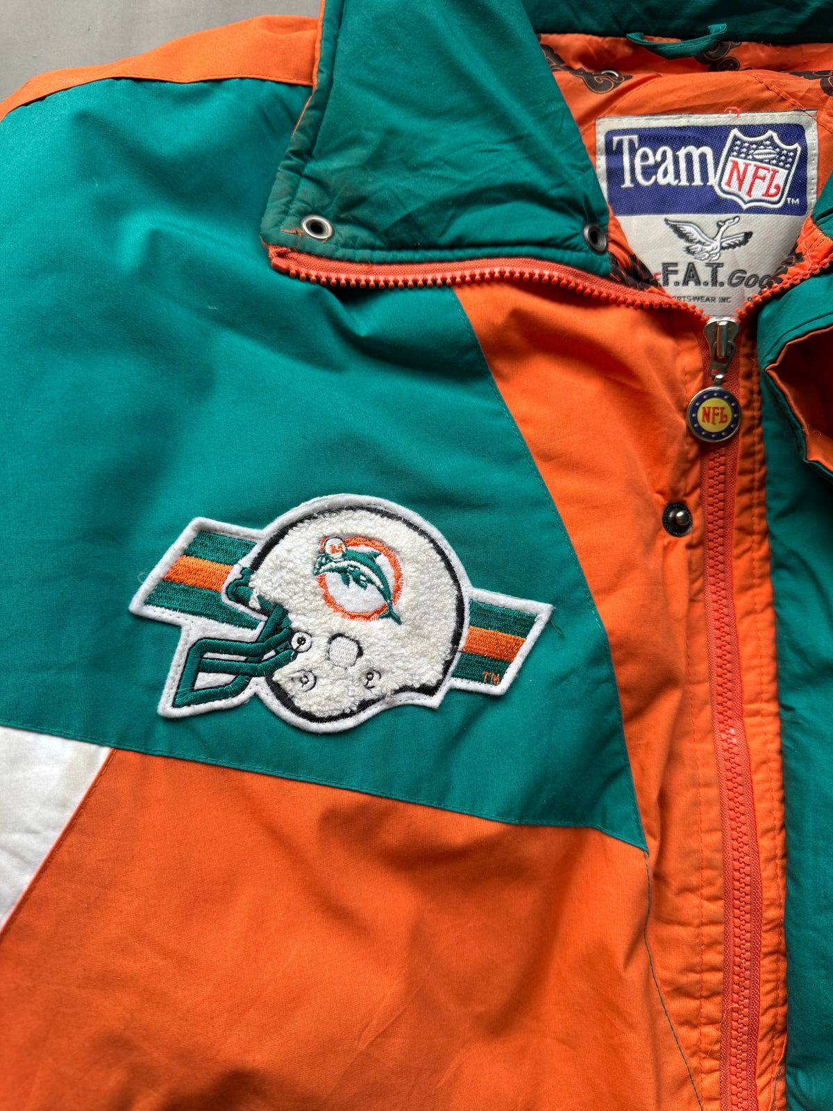 VINTAGE NFL MIAMI DOLPHINS PUFFER JACKET - XL