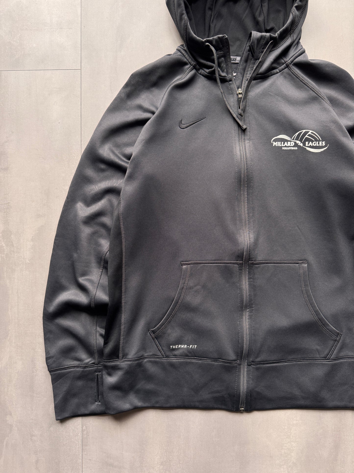 VINTAGE NIKE BASKETBALL GREY ZIP UP HOODIE - XL