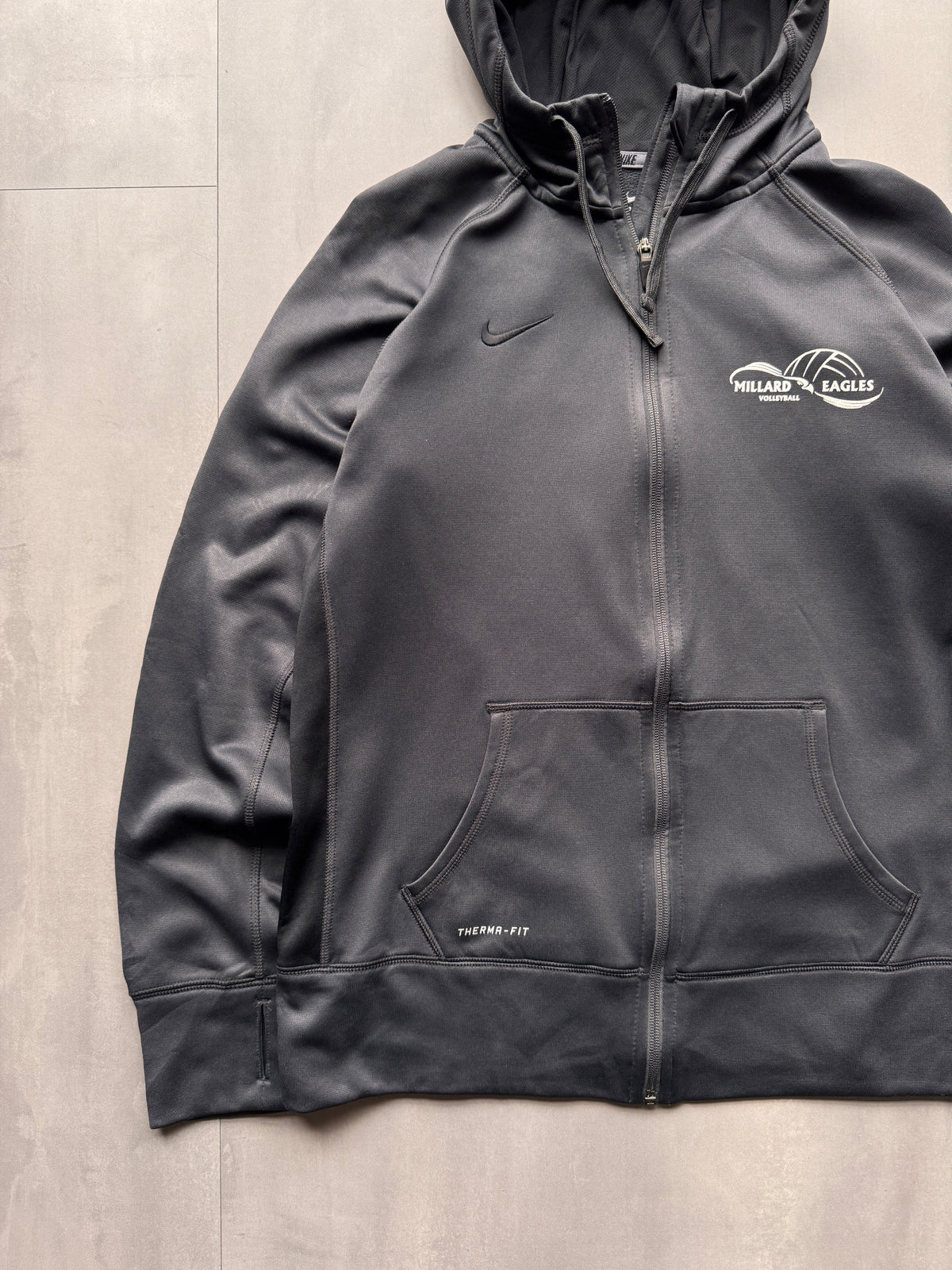 VINTAGE NIKE BASKETBALL GREY ZIP UP HOODIE - XL