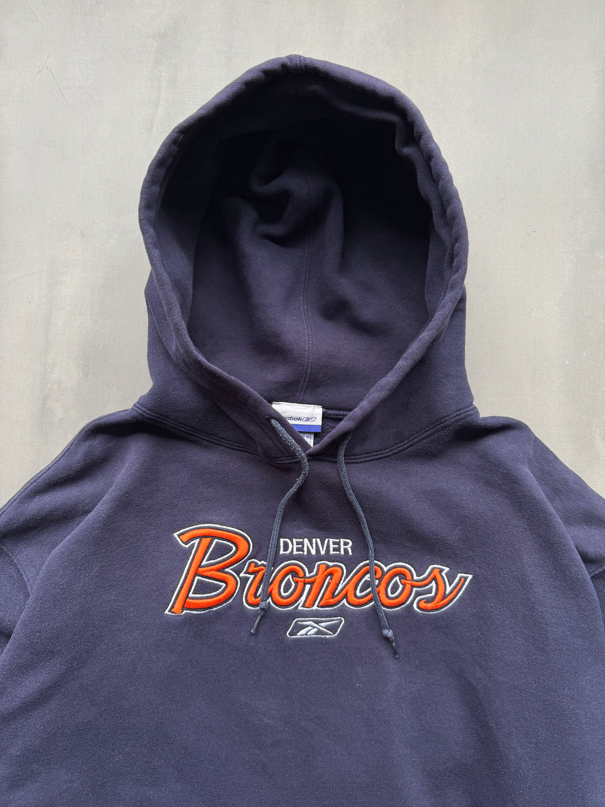 VINTAGE REEBOK NFL DENVER BRONCOS NAVY HOODIE - XL