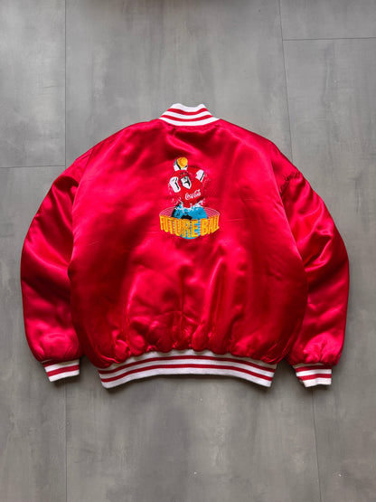 VINTAGE COCA COLA RED SATIN BOMBER JACKET - L