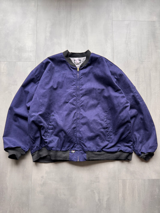 VINTAGE BULWARK FIRE RESISTANT FADED NAVY BOMBER JACKET - XXXXL