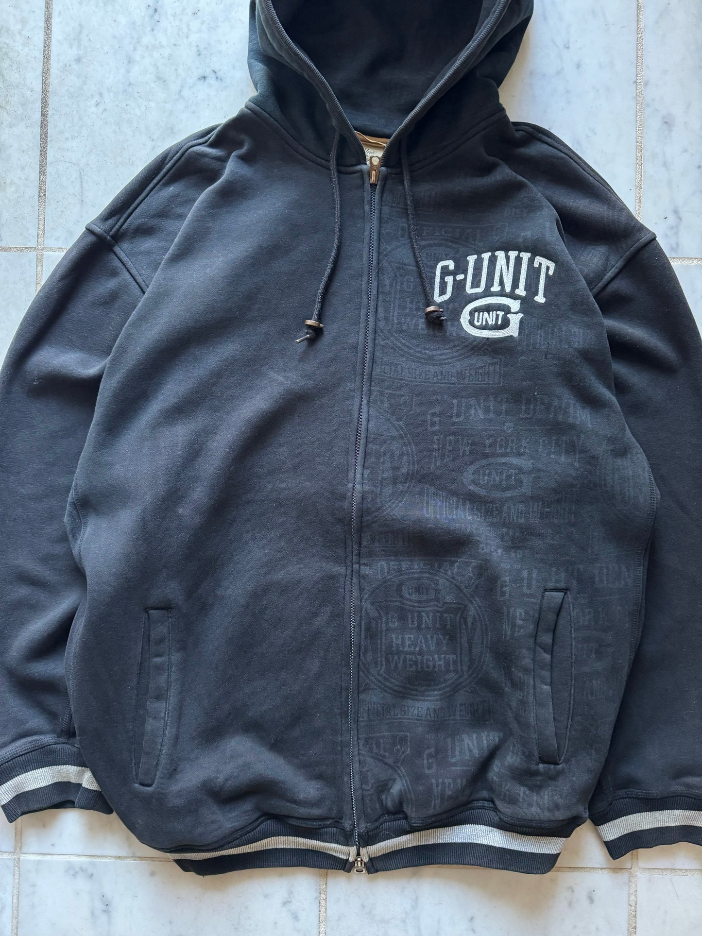 G-UNIT BLACK ZIP UP HOODIE - XLARGE