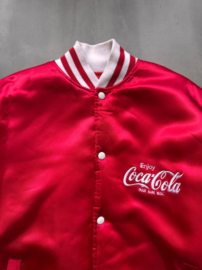 VINTAGE COCA COLA RED SATIN BOMBER JACKET - L