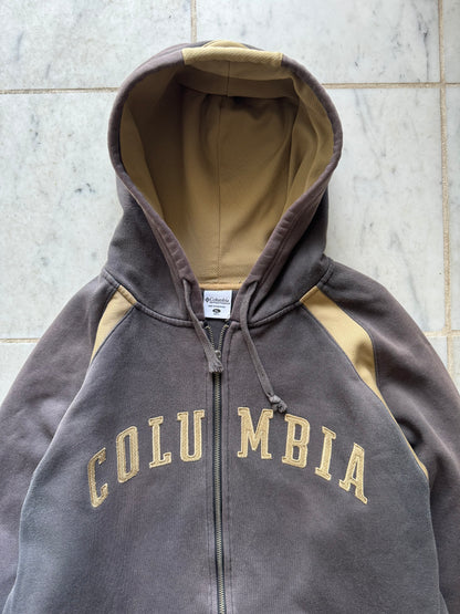 COLUMBIA BROWN/BEIGE ZIP UP HOODIE - XLARGE