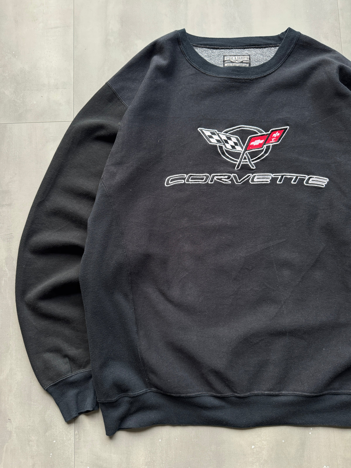 VINTAGE STEVE & BARRY'S CORVETTE BLACK SWEATER - XXL