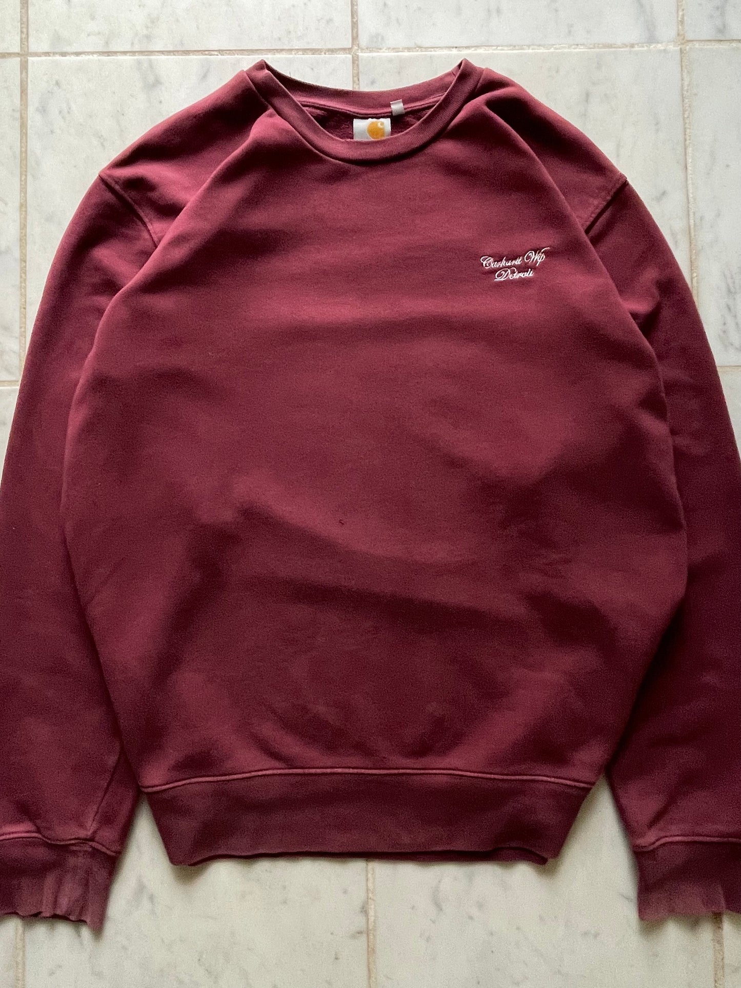 CARHARTT SCRIPT BURGUNDY SWEATER - LARGE