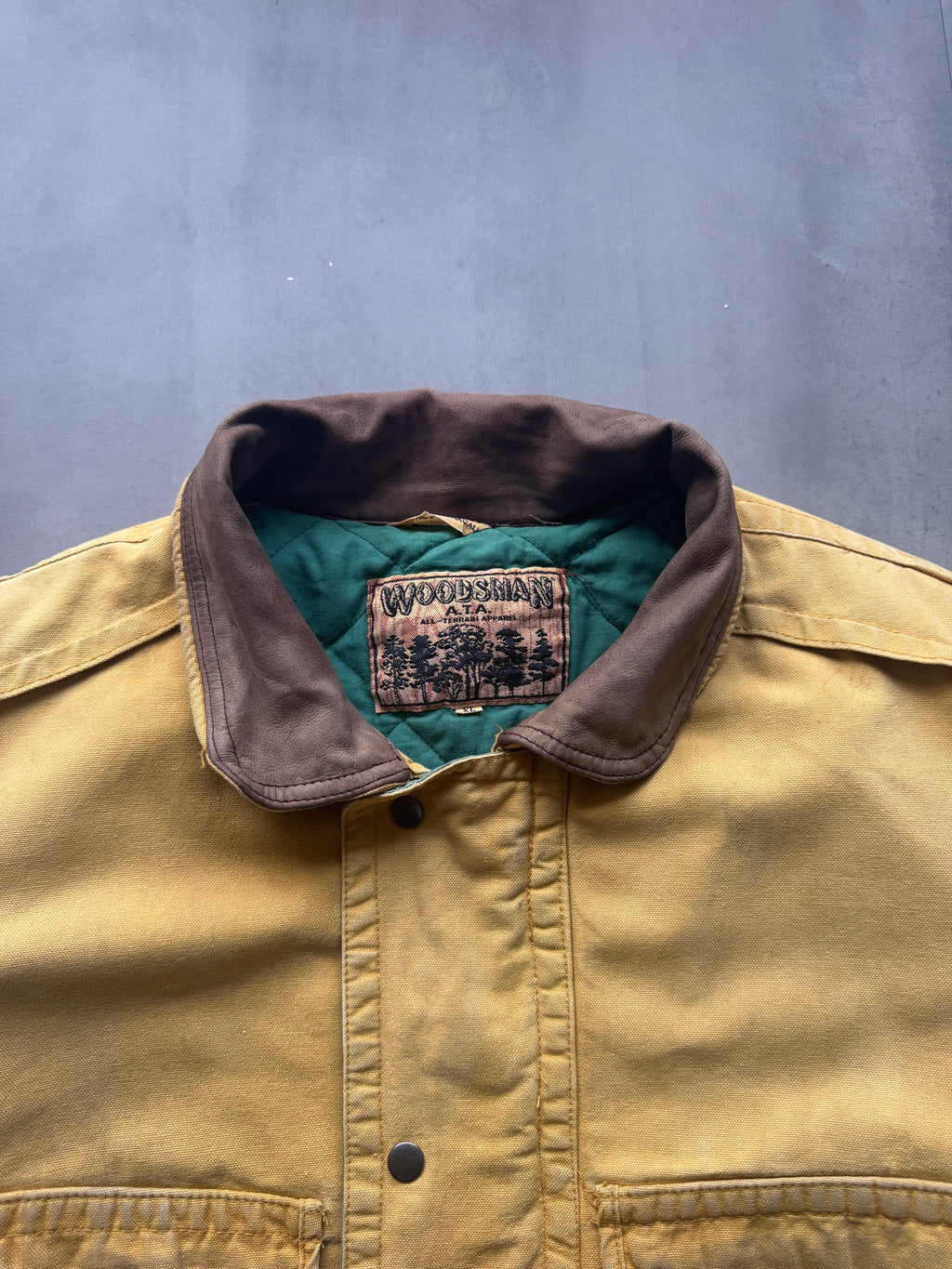 VINTAGE WOODSMAN FADED YELLOW TRUCKER JACKET - XL
