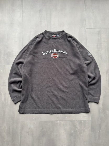 VINTAGE HARLEY DAVIDSON GREY FLEECE SWEATER - L