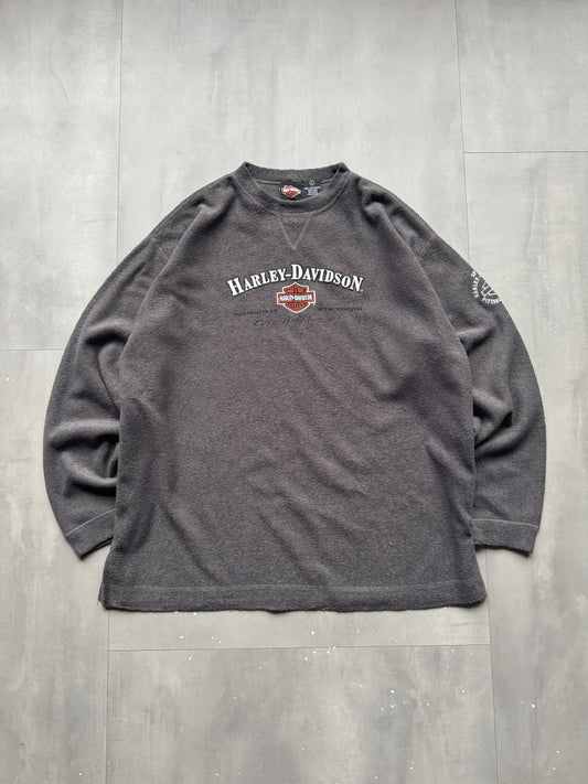 VINTAGE HARLEY DAVIDSON GREY FLEECE SWEATER - L