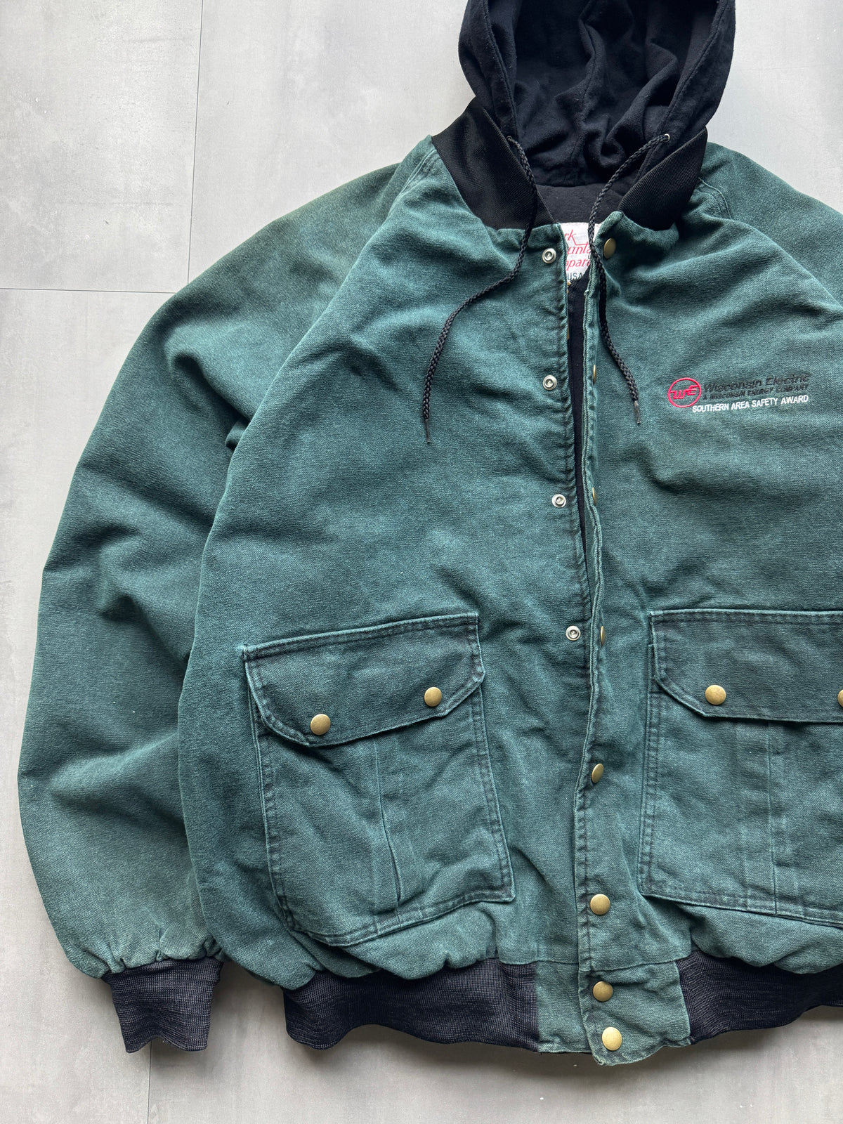 VINTAGE FADED GREEN WORKWEAR JACKET - XL