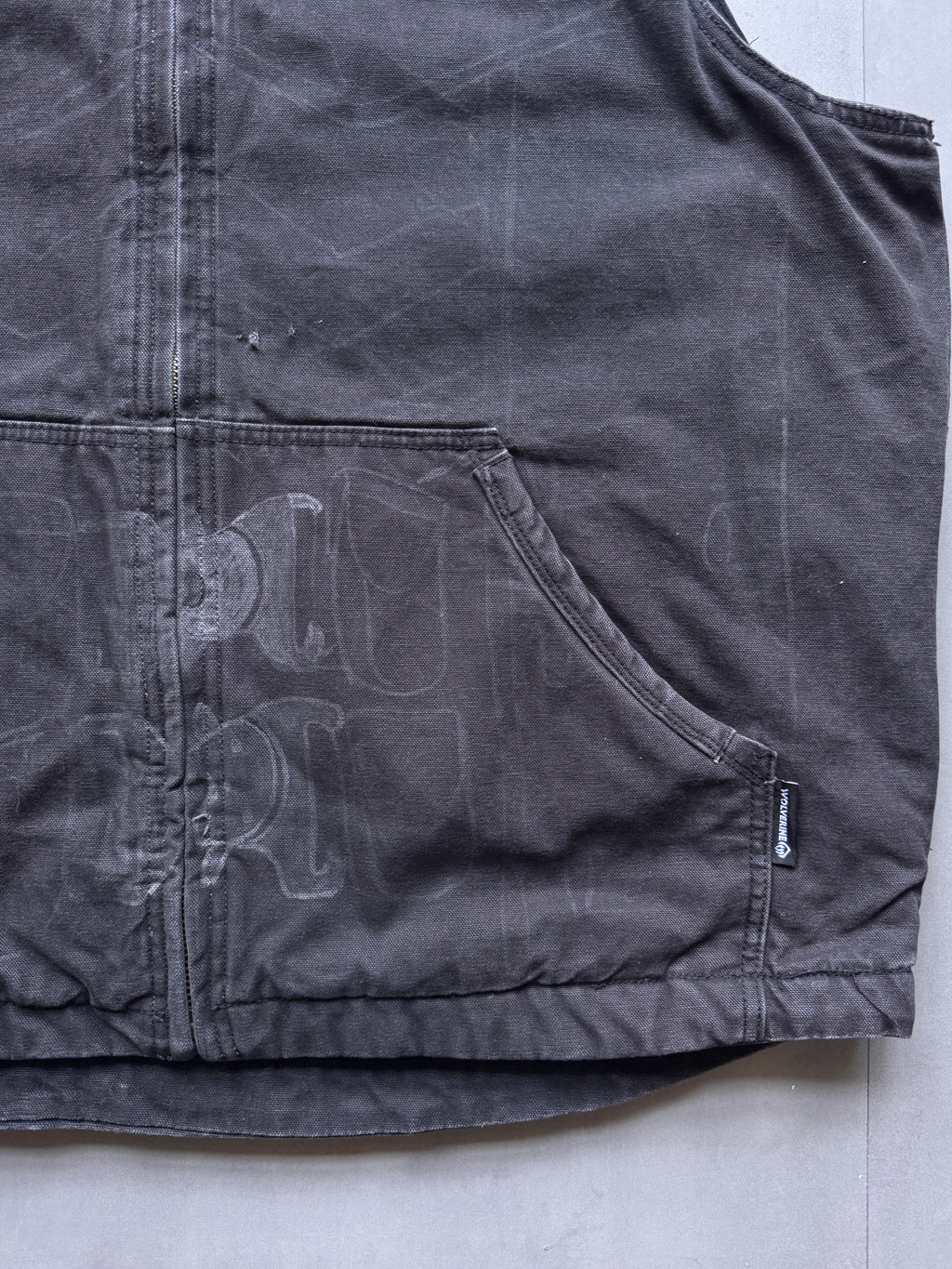 VINTAGE WOLVERINE FADED BLACK WORKWEAR GILET - XL