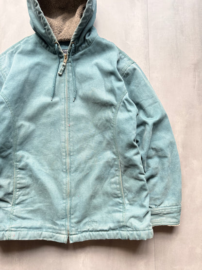 VINTAGE FADED GREEN SHERPA LINED ACTIVE JACKET - L