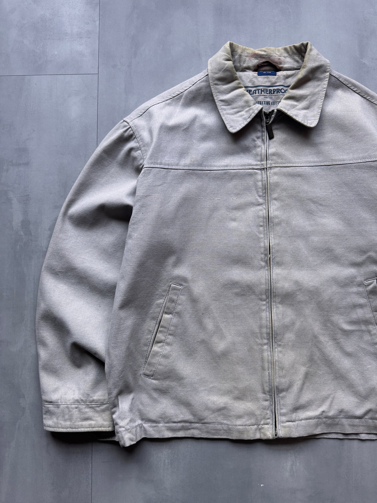 VINTAGE WEATHERPROOF CREAM TRUCKER JACKET - L