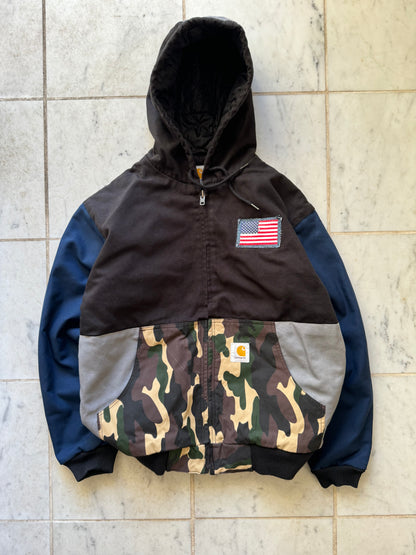 CARHARTT REWORKED CAMO PATTERN ACTIVE JACKET - LARGE