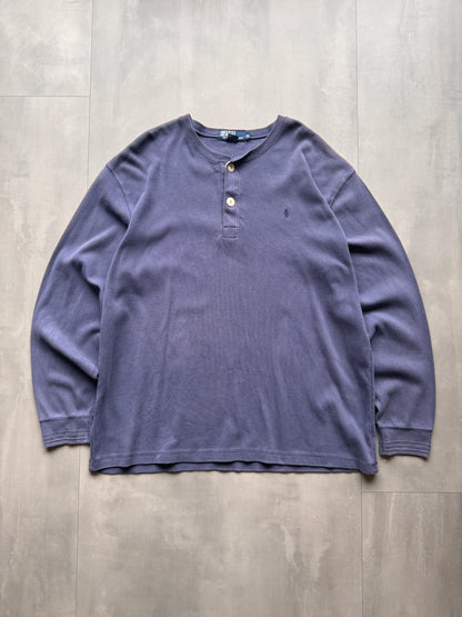 VINTAGE RALPH LAUREN POLO BLUE HENLEY SHIRT - XL