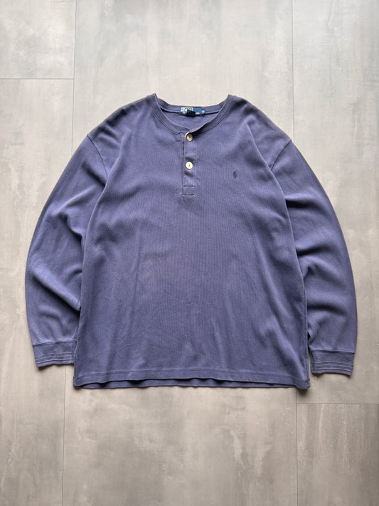 VINTAGE RALPH LAUREN POLO BLUE HENLEY SHIRT - XL