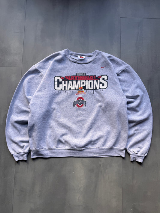 VINTAGE NIKE OHIO STATE 2002 CHAMPIONS GREY SWEATER - L