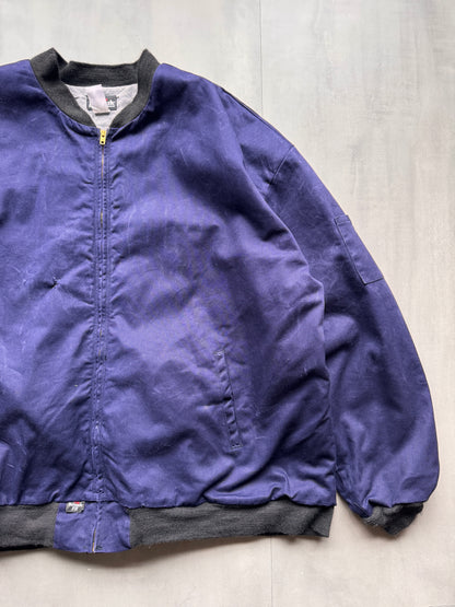 VINTAGE BULWARK FIRE RESISTANT FADED NAVY BOMBER JACKET - XXXXL