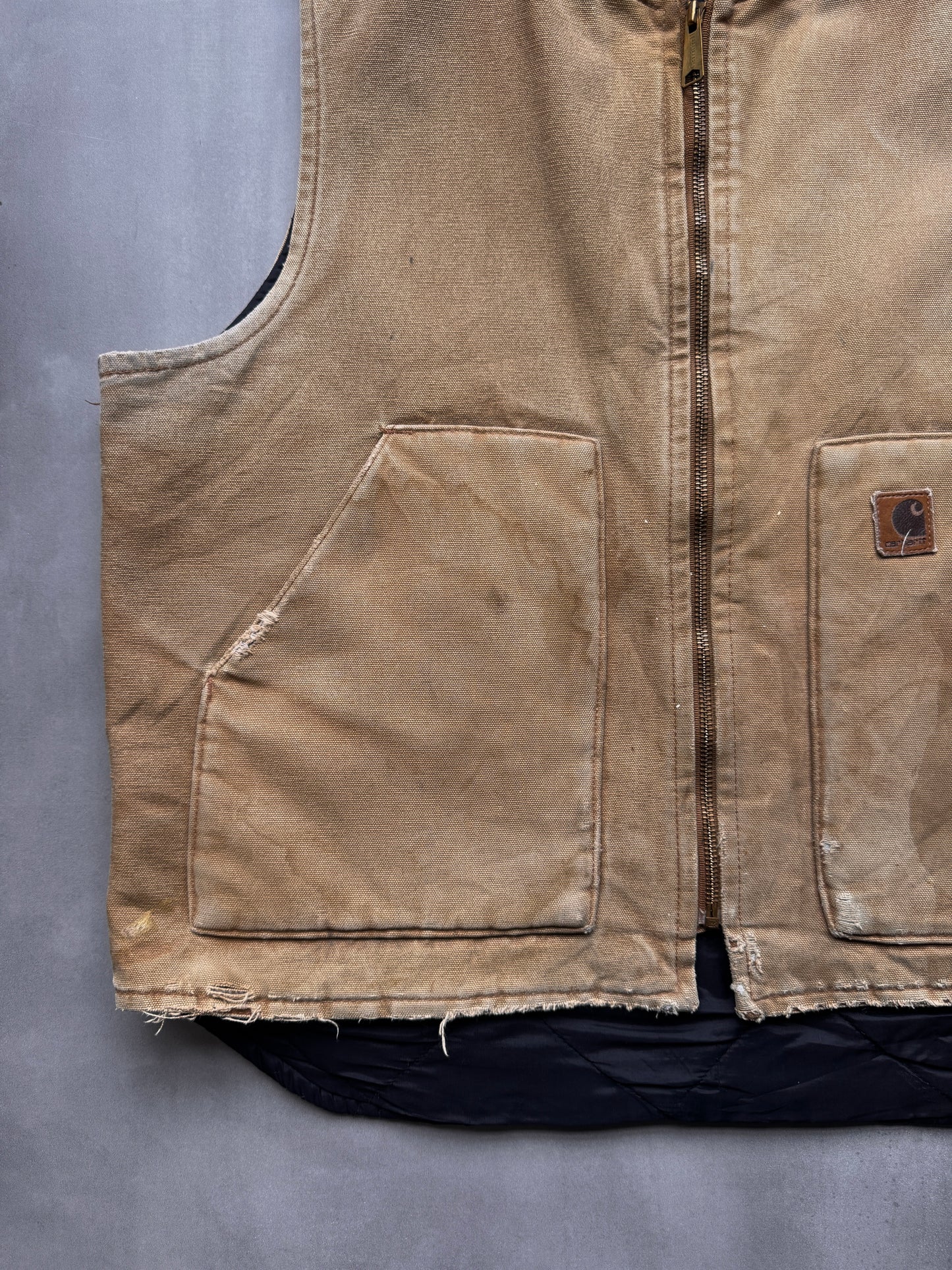 VINTAGE CARHARTT TAN WORK GILET - LARGE