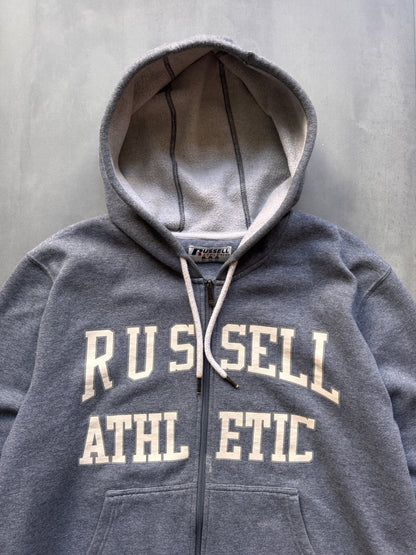 VINTAGE RUSSELL ATHLETIC GREY ZIP UP HOODIE - L