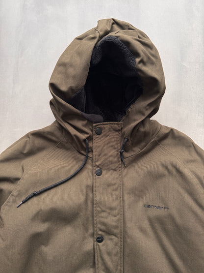 VINTAGE CARHARTT GREEN/OLIVE LINED JACKET - XL