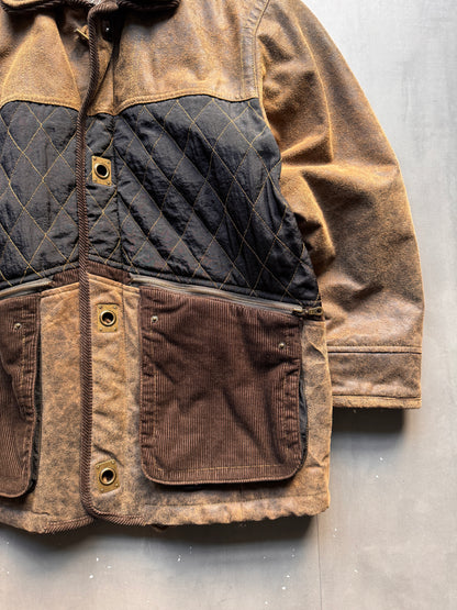 VINTAGE CAMEL ACTIVE BROWN AGED LEATHER JACKET - XL