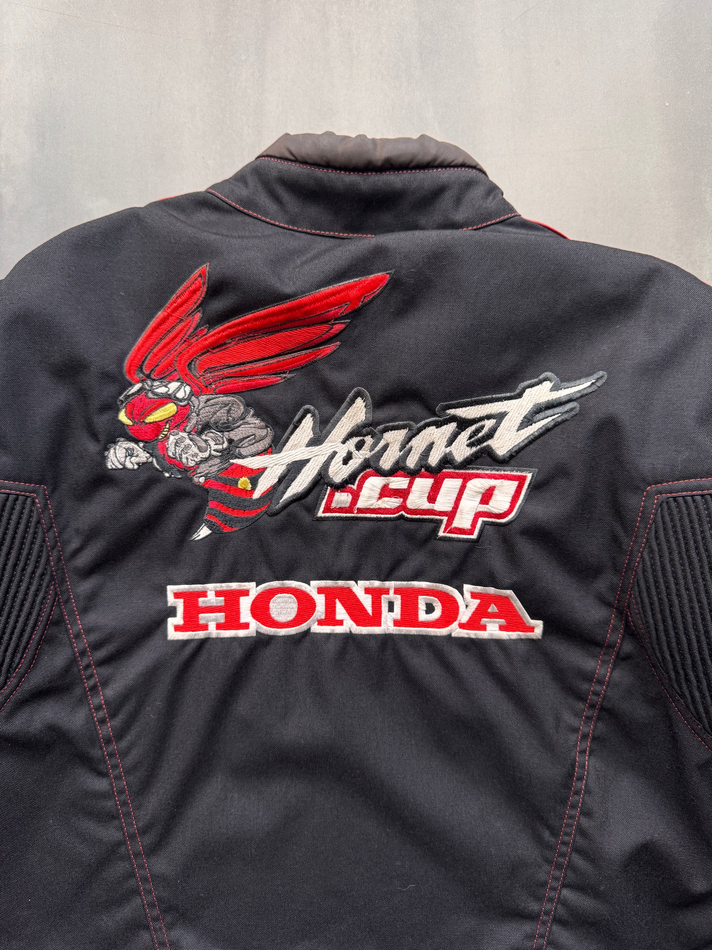 VINTAGE HONDA HORNET CUP BLACK MOTORCYCLE JACKET - L