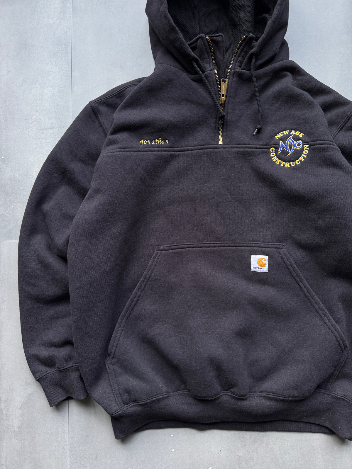 VINTAGE CARHARTT DARK GREY HOODIE - L
