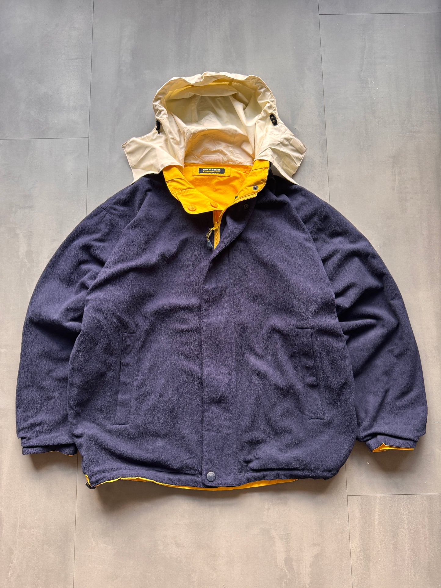VINTAGE NAUTICA COMPETITION REVERSIBLE FLEECE LINED JACKET - XL