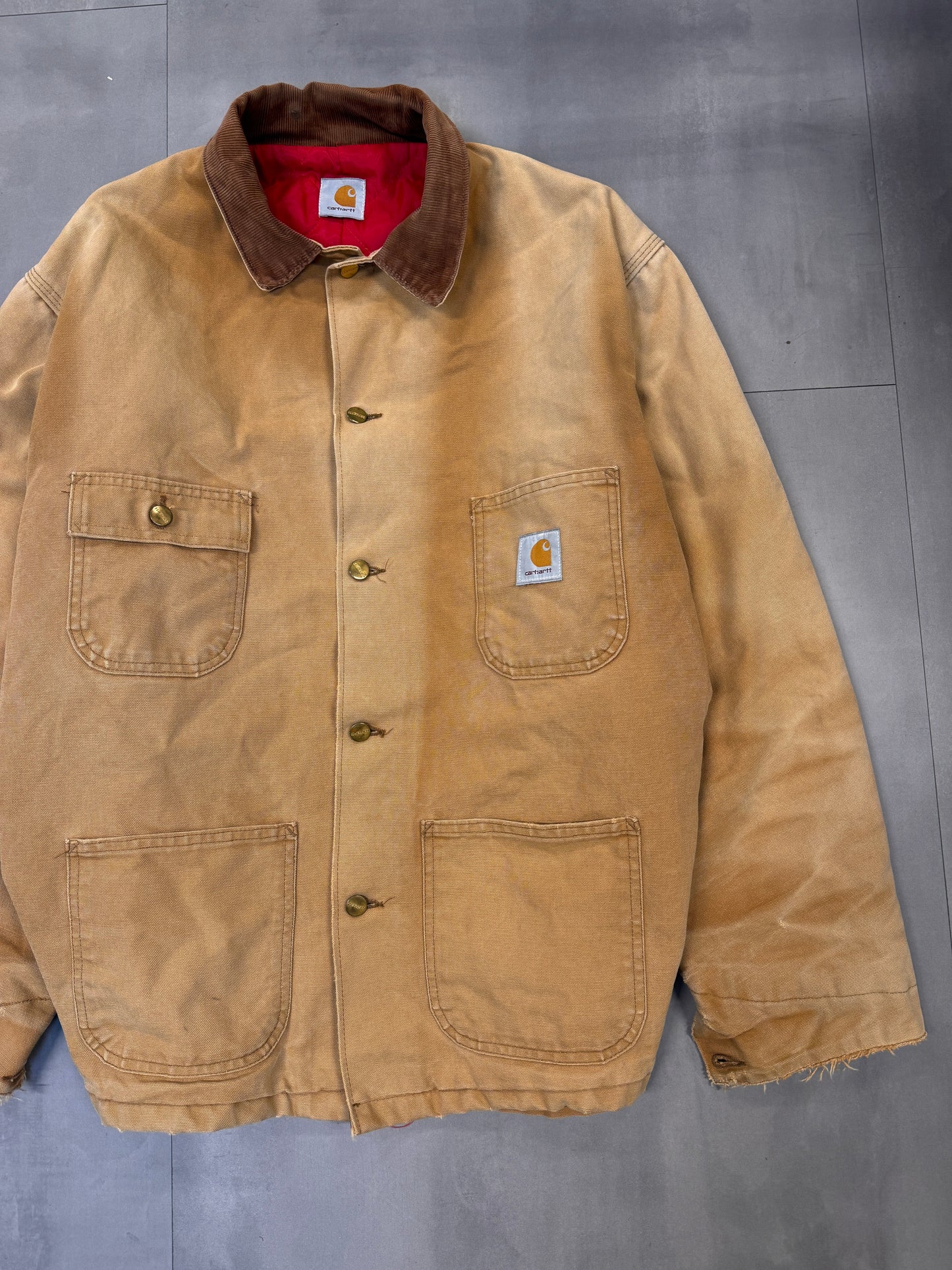 CARHARTT FADED TAN CHORE JACKET - XLARGE