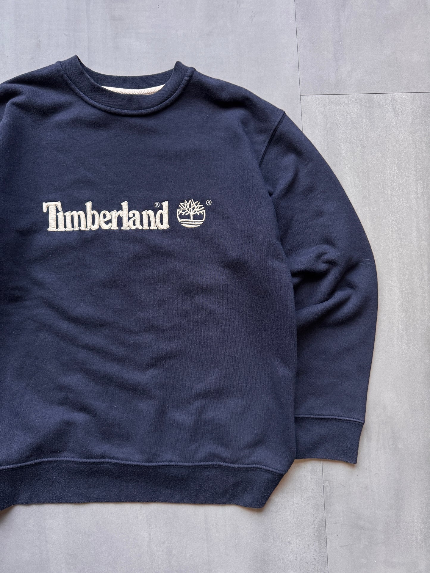 VINTAGE TIMBERLAND NAVY SWEATER - SMALL