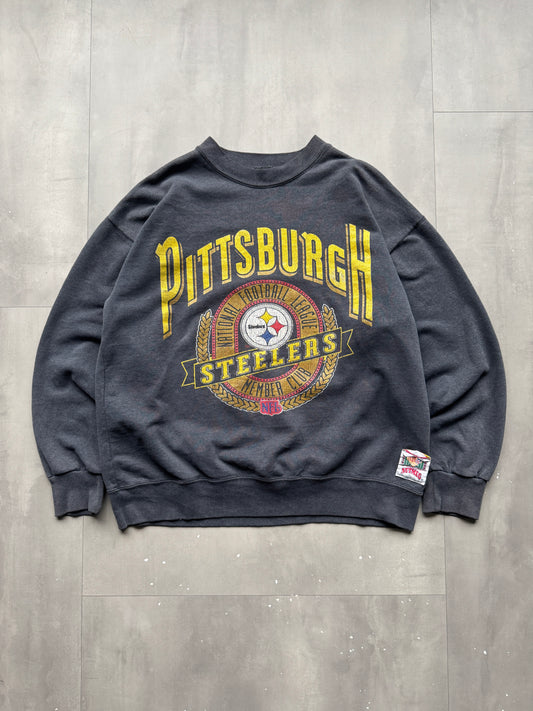 VINTAGE NUTMEG NFL PITTSBURGH STEELERS 90s GREY SWEATER - L