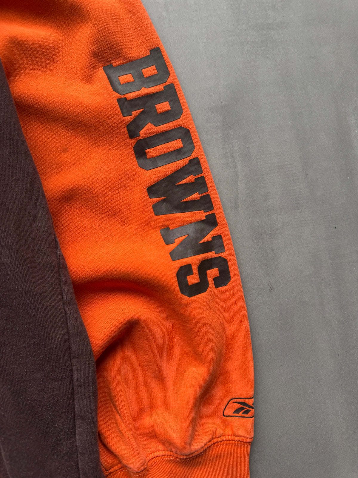 VINTAGE NFL CLEVELAND BROWNS ORANGE/BROWN HOODIE - XL