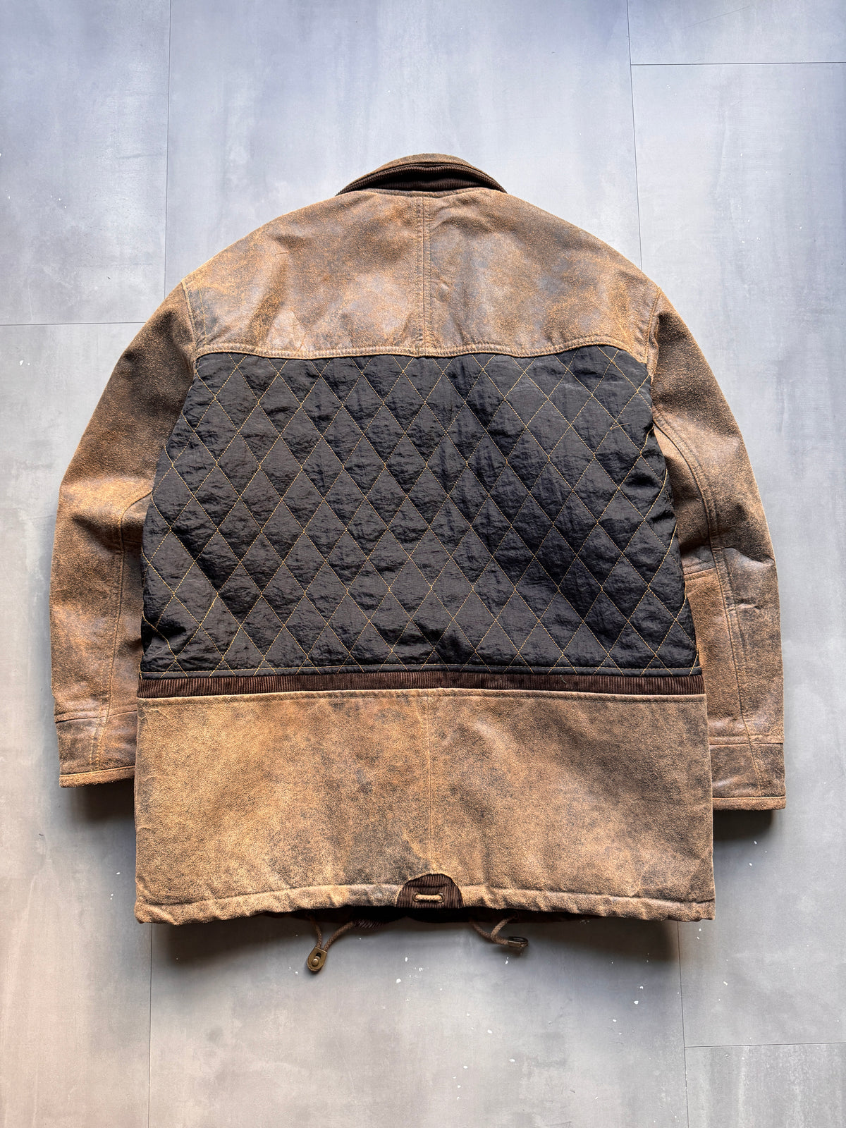 VINTAGE CAMEL ACTIVE BROWN AGED LEATHER JACKET - XL