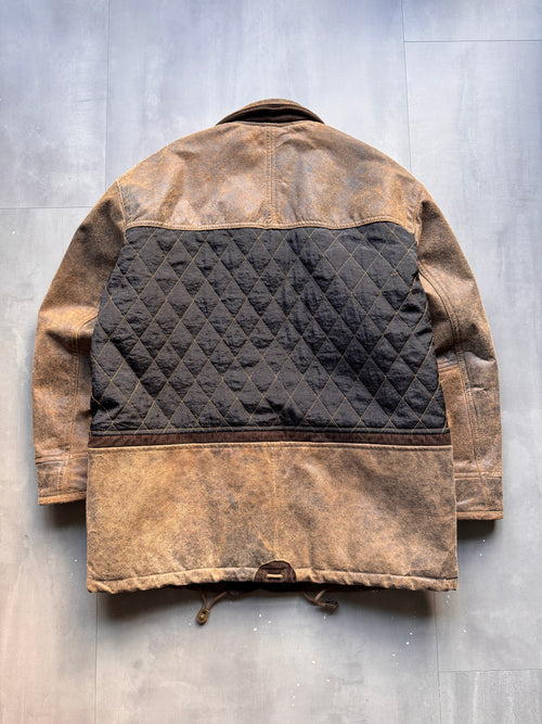 VINTAGE CAMEL ACTIVE BROWN AGED LEATHER JACKET - XL