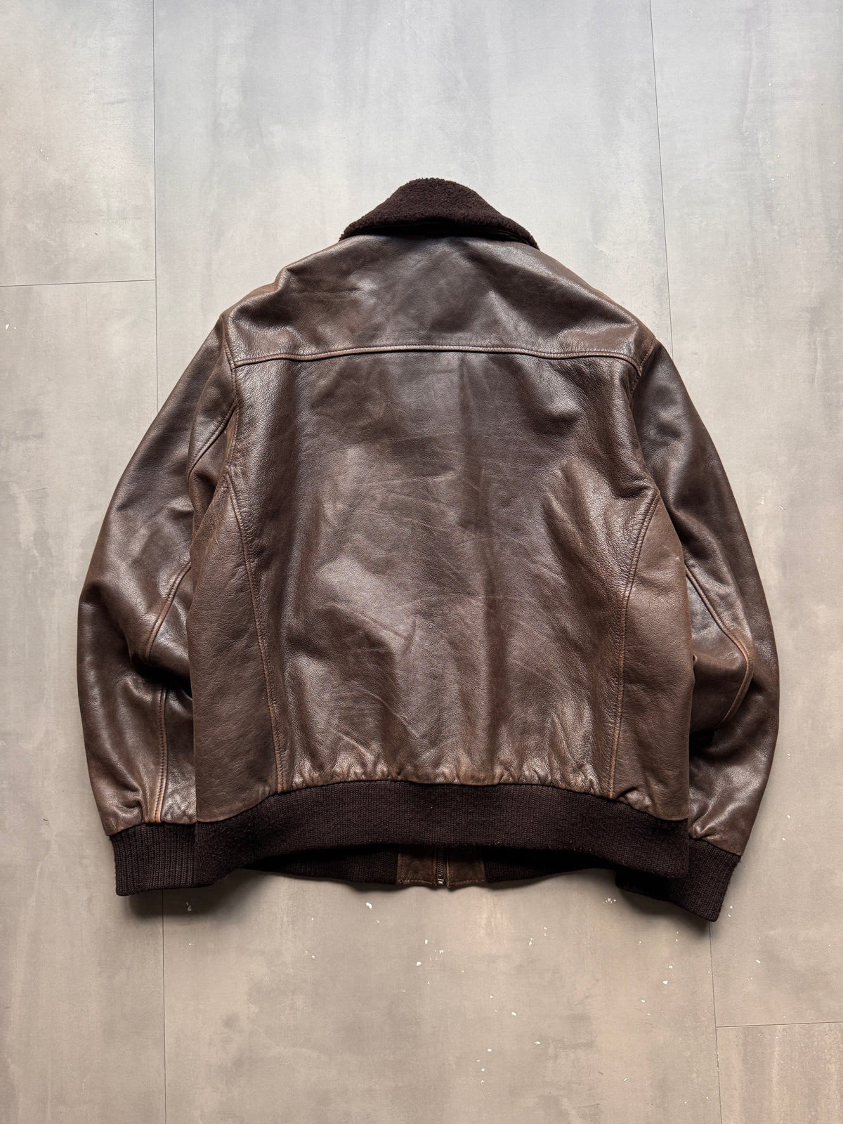 VINTAGE SCHOTT NYC DARK BROWN LEATHER JACKET - XL