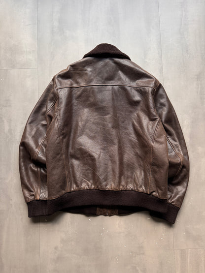 VINTAGE SCHOTT NYC DARK BROWN LEATHER JACKET - XL