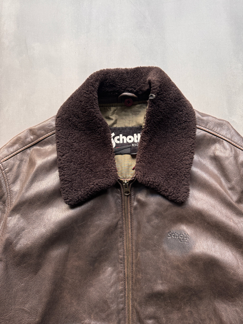 VINTAGE SCHOTT NYC DARK BROWN LEATHER JACKET - XL