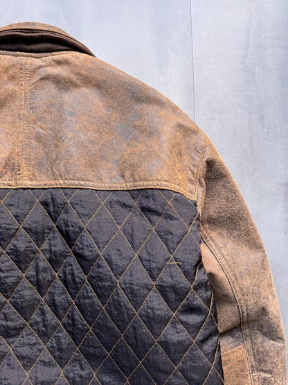 VINTAGE CAMEL ACTIVE BROWN AGED LEATHER JACKET - XL