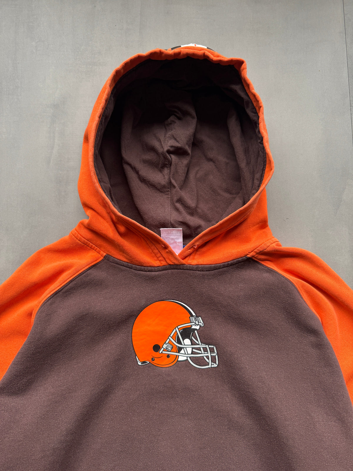 VINTAGE NFL CLEVELAND BROWNS ORANGE/BROWN HOODIE - XL
