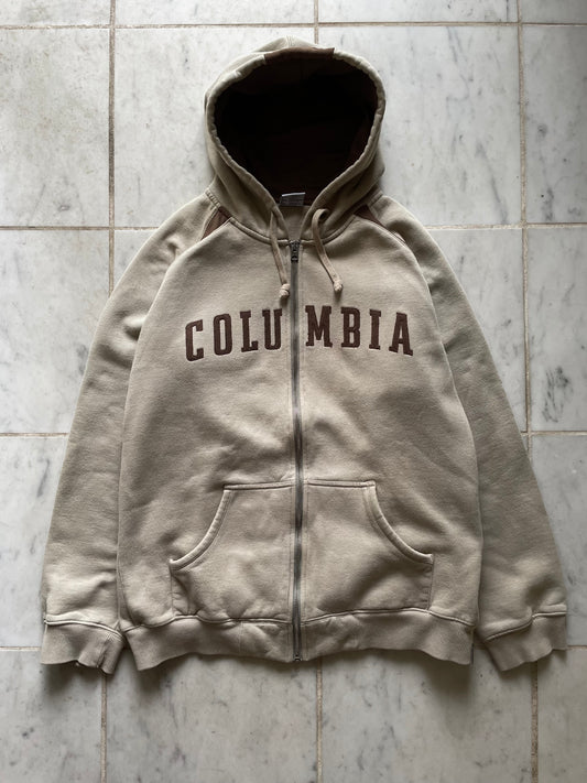 COLUMBIA SPORTSWEAR BEIGE ZIP UP HOODIE - XLARGE