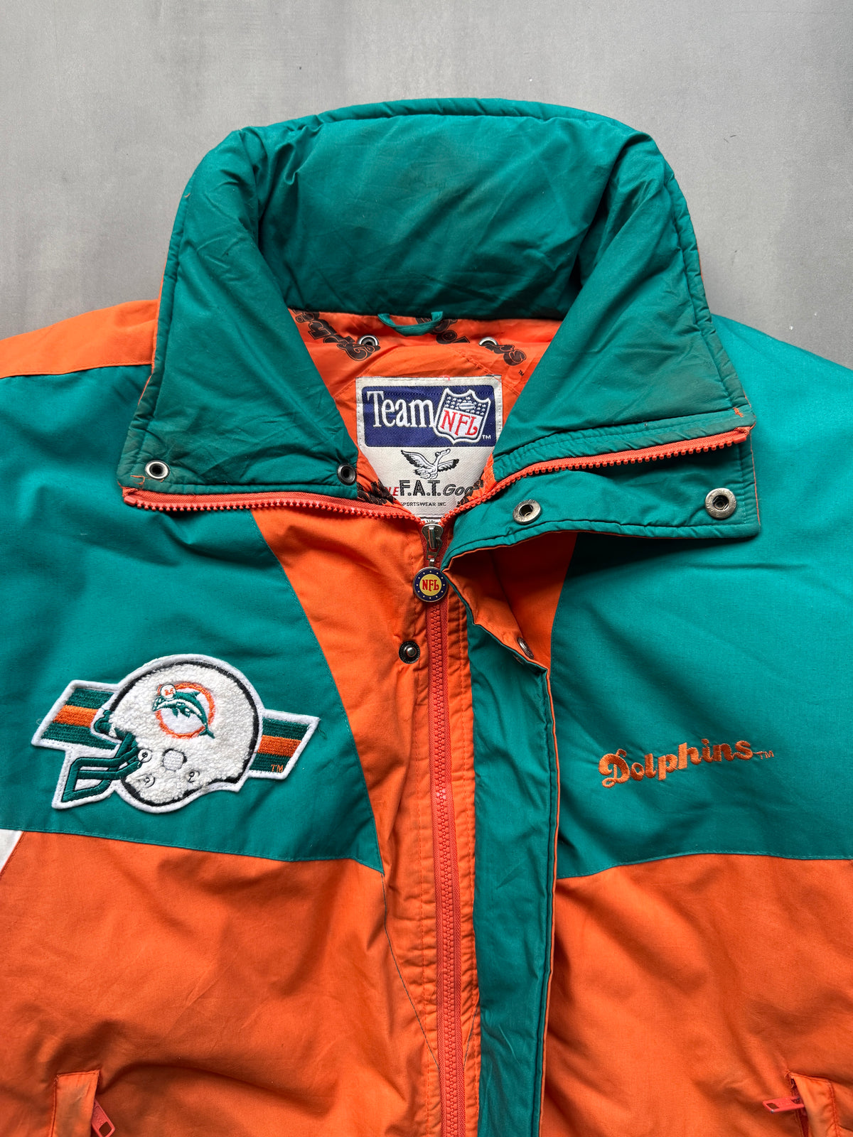 VINTAGE NFL MIAMI DOLPHINS PUFFER JACKET - XL